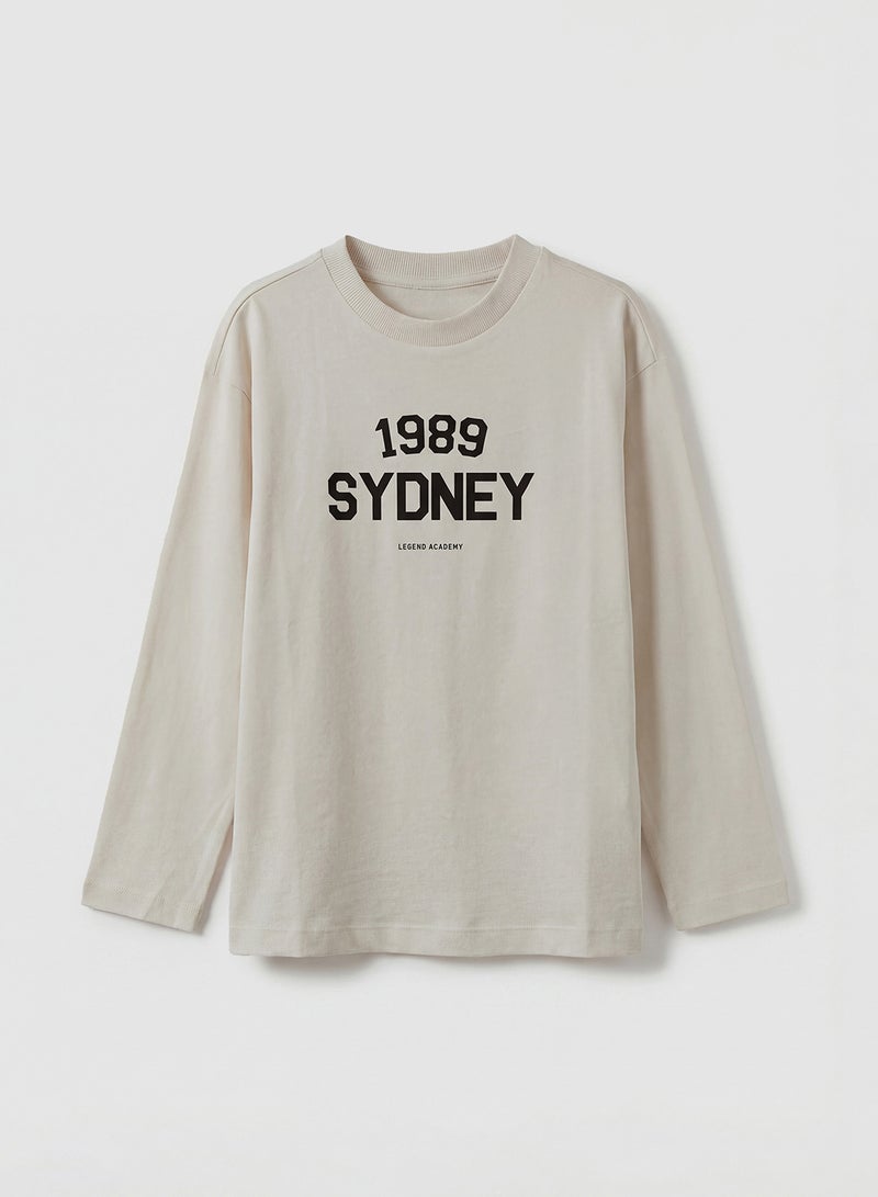 تيشيرت أولادي كم طويل برقبة دائرية